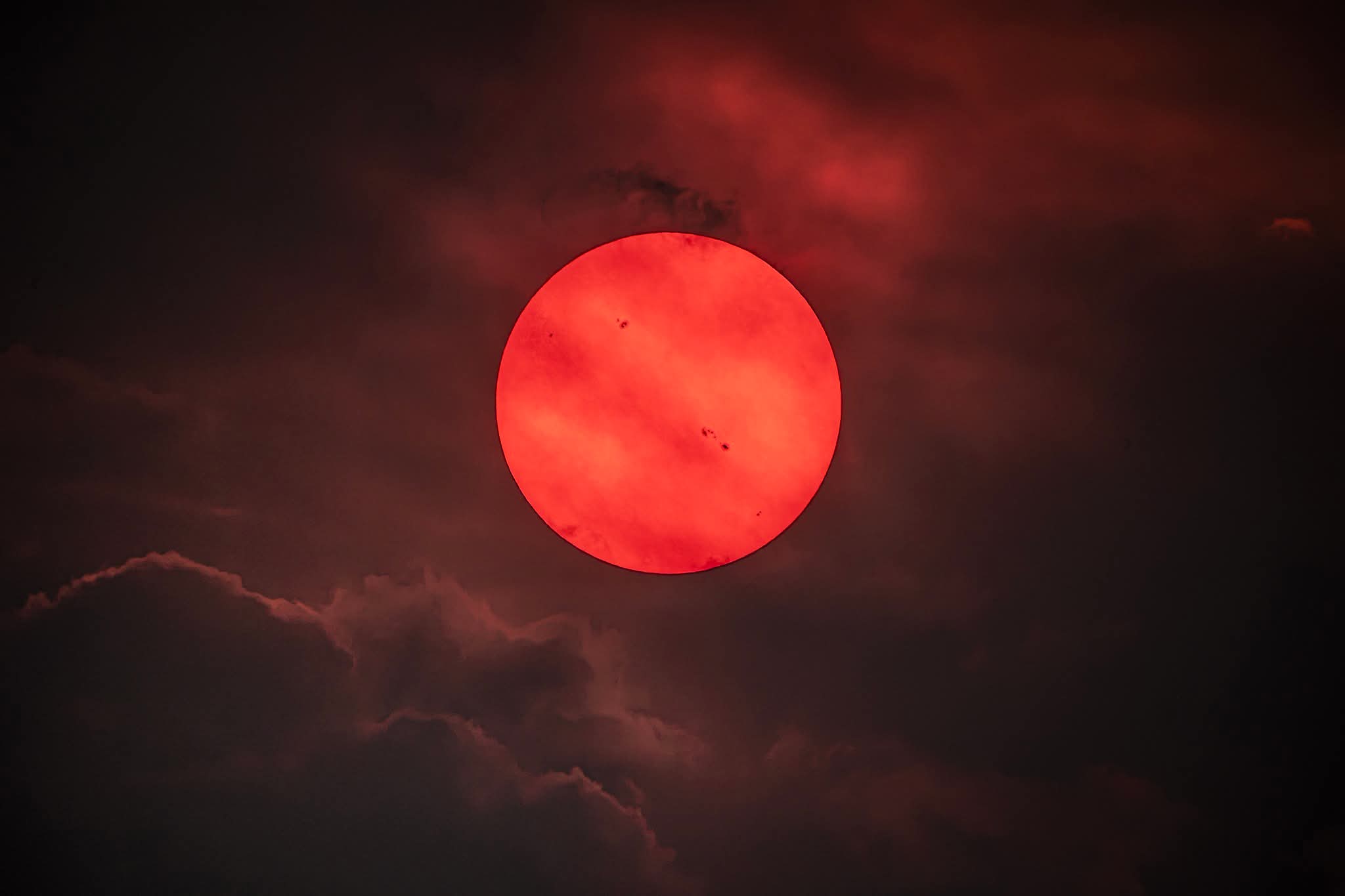 দাবানলের ধোঁয়ায় লাল সূর্য